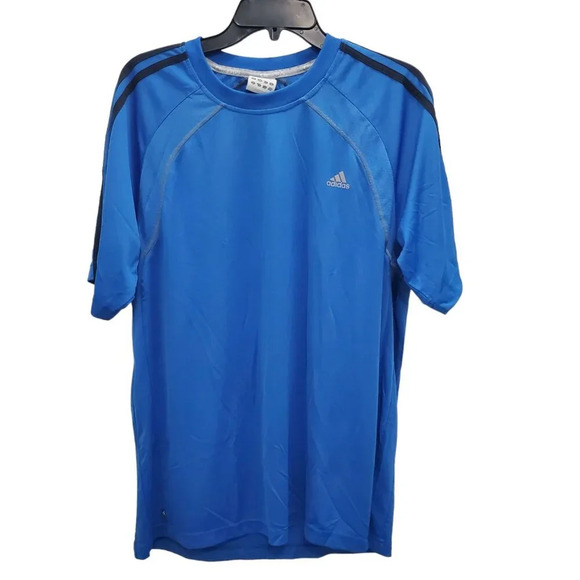 Adidas Clima365 Men's Blue Stripe Breathable Short Sleeve Athletic Top Size L‎ - Picture 1 of 7